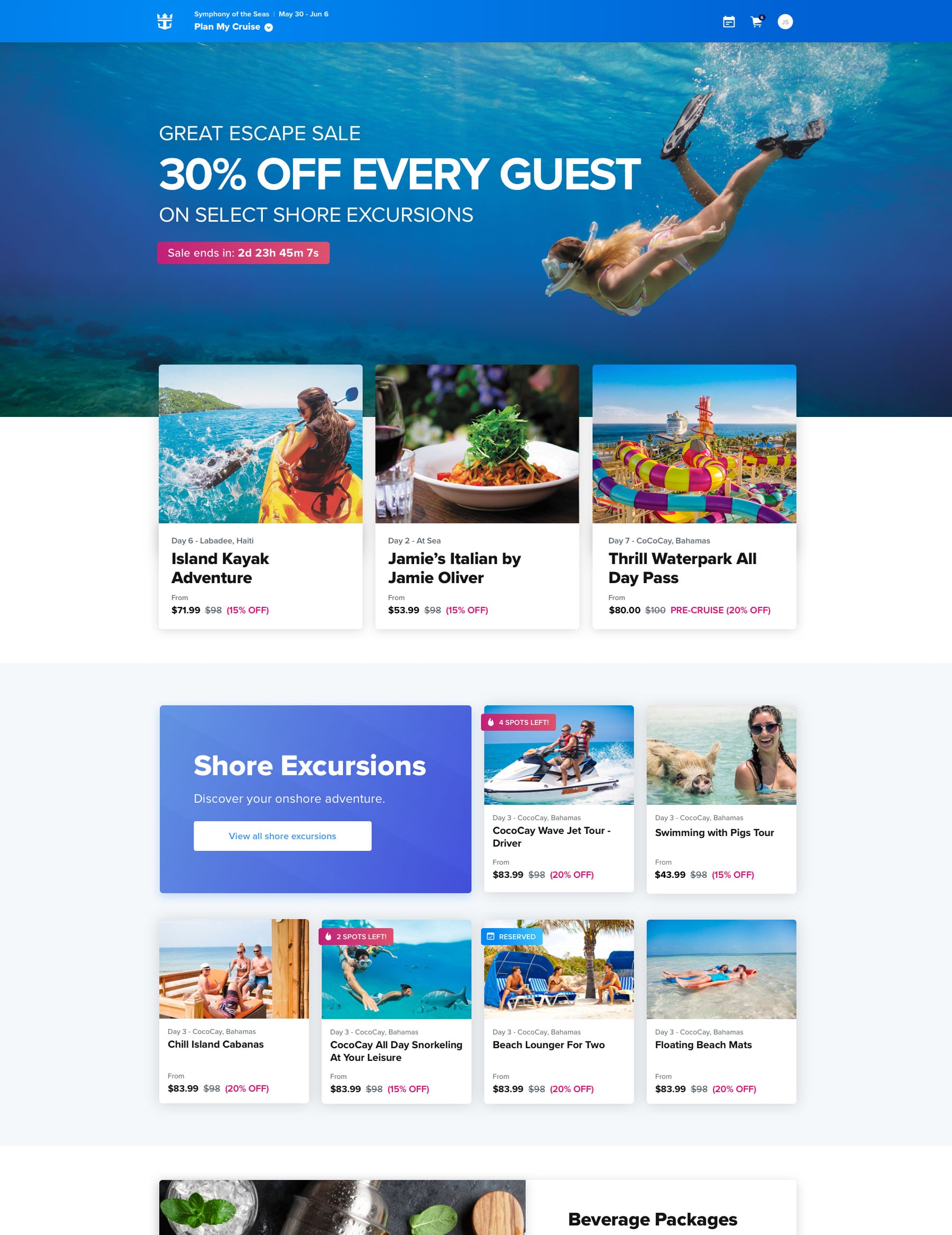 Royal Cruise Planner Home mockup