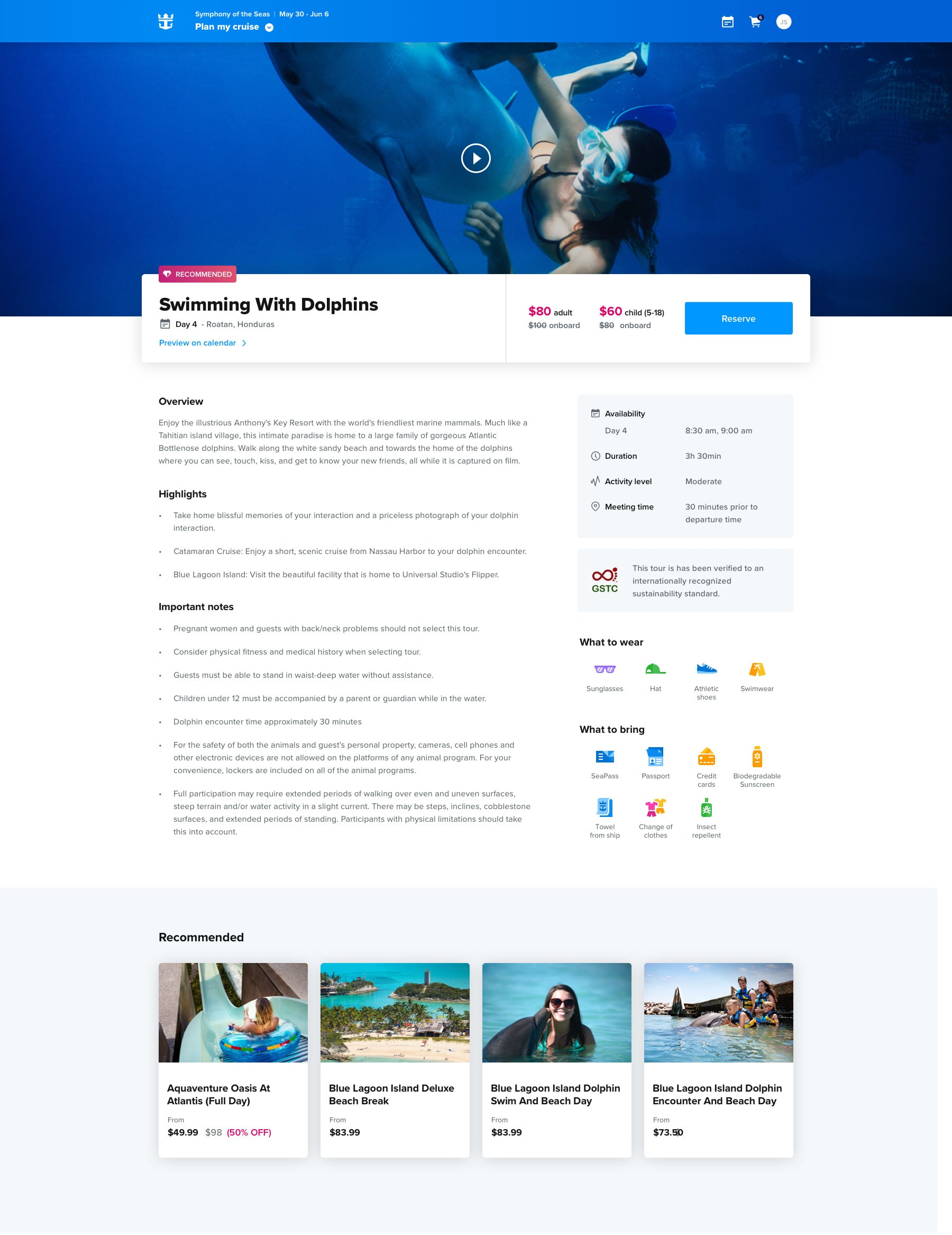 Royal Cruise Planner PDP mockup